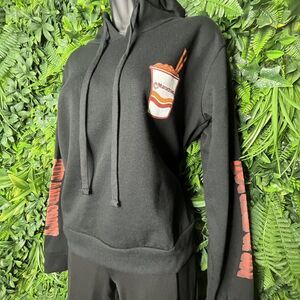 Women Jacket Pullover Small Black Graphic Print Hoodie Maruchan‎ Cup Noodle 0303